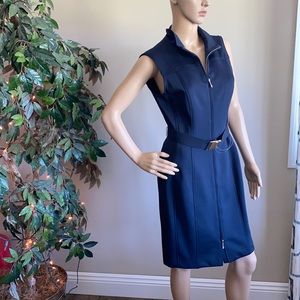 Tommy Hilfiger Navy Blue Full Zip Belted Dress Size 8